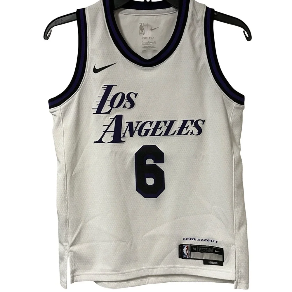 NWOT Nike Swingman LeBron James Lakers #6 City Edition Jersey White Youth Medium